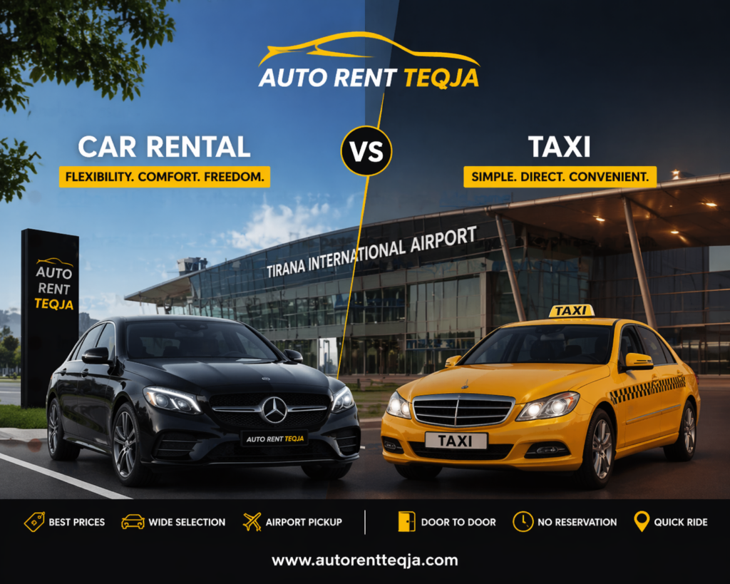 Tirana Airport car rental vs taxi comparison for travelers in Albania