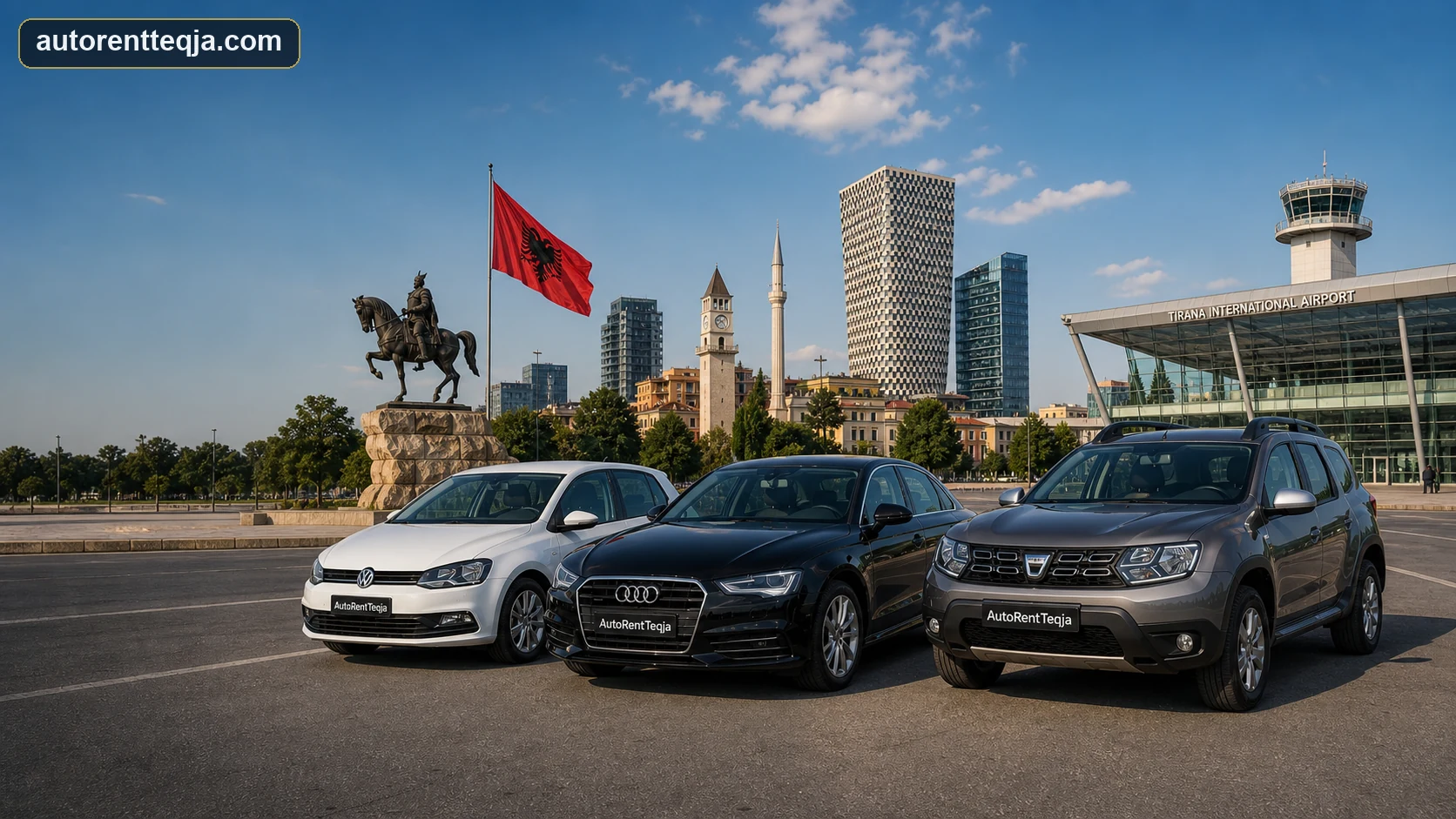 Auto Rent Teqja car rental fleet with Volkswagen, Audi and Dacia in Tirana and at Tirana Airport